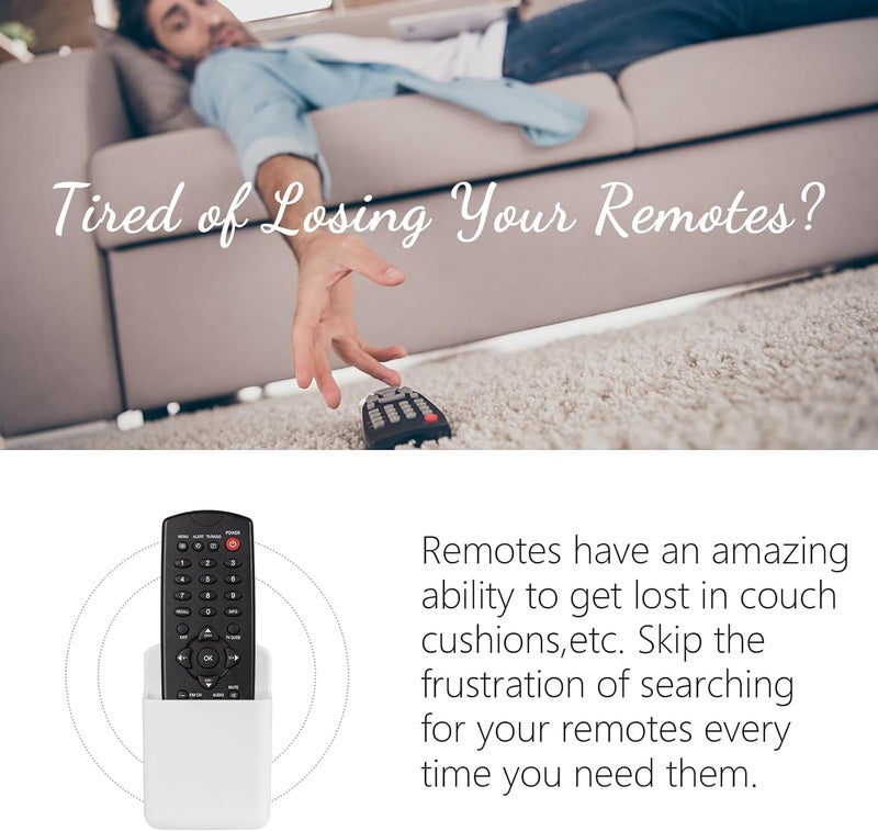 SIBRANT 4 Pcs Remote Control Holde Wall Mount, TV Controller Holder, Self Adhesive Remote Holder, Wall Pen Holder Storage Accessories for Home Office School (White) - Image 2